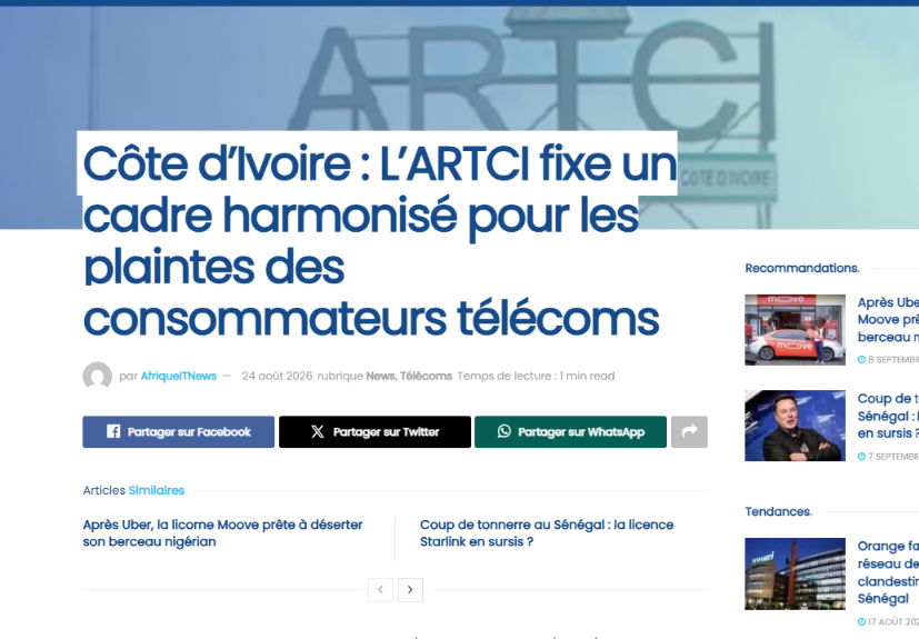 ARTCI establishes a framework for handling telecom consumer complaints