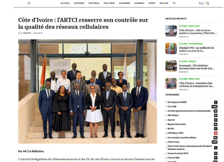 ARTCI strengthens its monitoring of cellular network quality