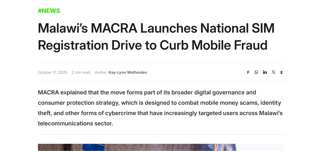 MACRA launches national SIM registration drive